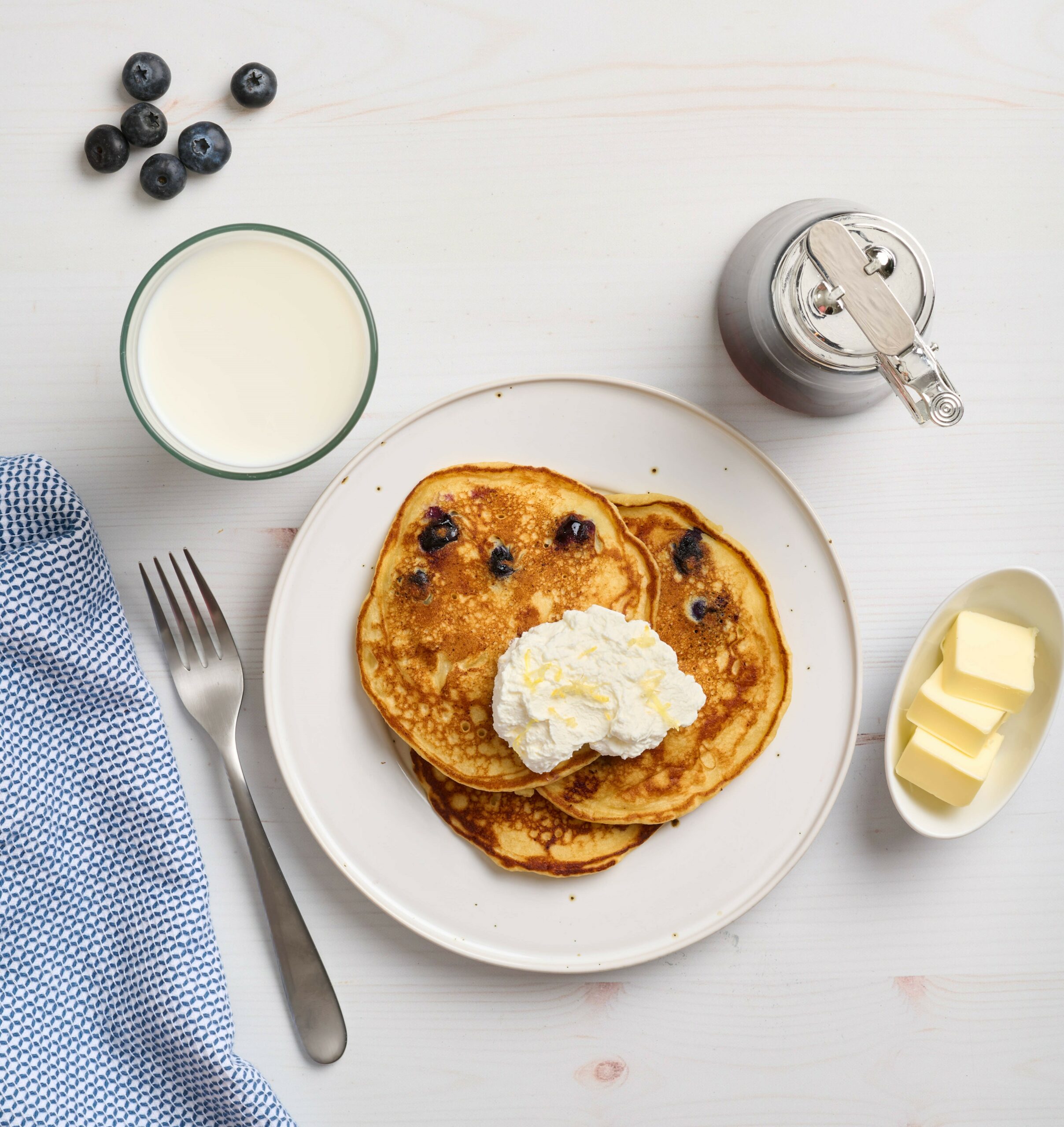 Blueberry Ricotta Pancakes with Lemon Whipped Cream - DairyPure®